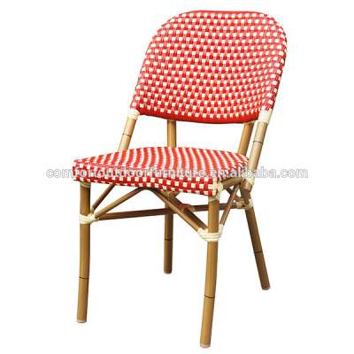 Faux Bamboo French Bistro Chair red and cream color