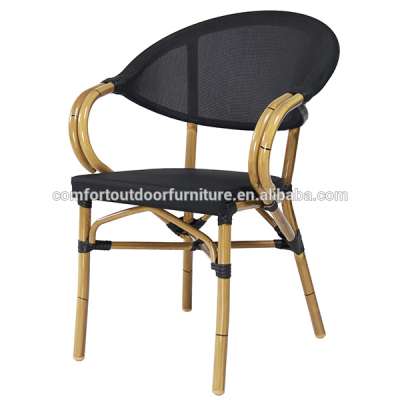 Bamboo Look Outdoor Teslin Mesh Chair