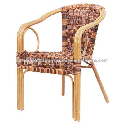 Bamboo Finish Rattan Chair with steel inside