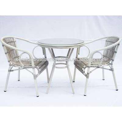 Natural Wood Look Finishing Outdoor Wicker cafe Furniture Set