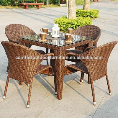 Plastic Rattan Weaved Garden Dinner Set Garden Furniture