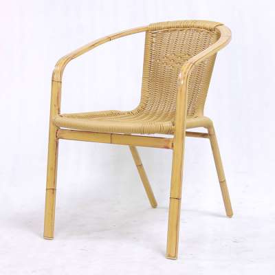 Faux Bamboo Dining Chair with Flat Arms Restaurant Chair